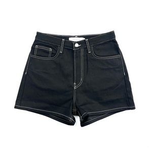 Lisa Says Gah Embroidered Shorts Black Denim NEW